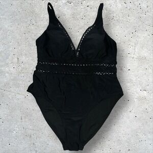 Meet Curve Swimsuit XL Black‎ Lattice V Neck